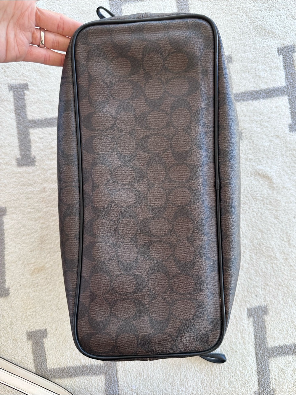 Coach Brown and Black Signature Tote - Picture 6 of 10
